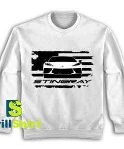 Get It Now White C8 Stingray Sweatshirt - Brillshirt.com